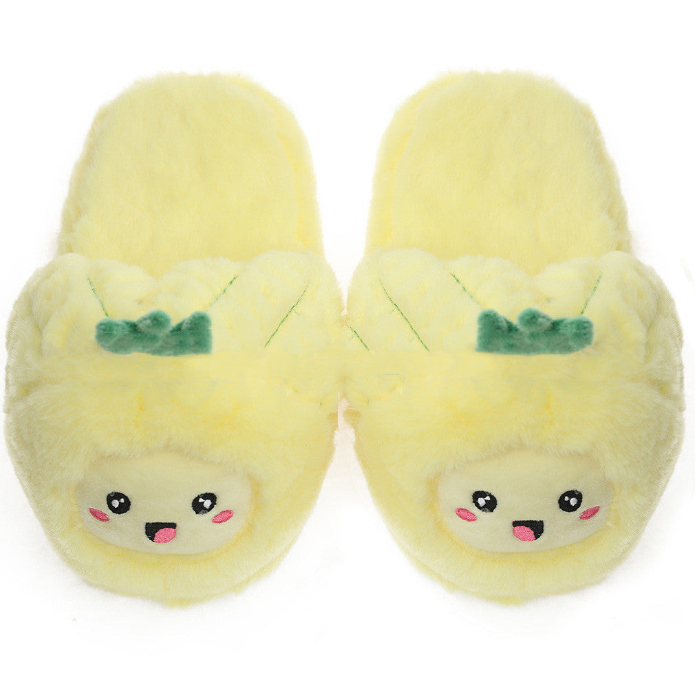 Stuffed Avocado Pineapple Dragon Fruit Slippers Women