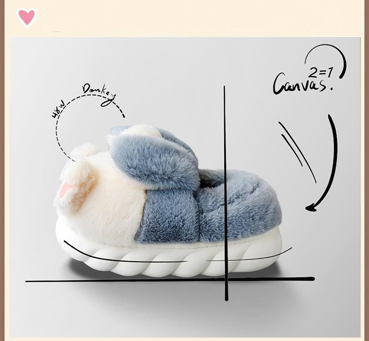 Women In Cotton Slippers With Wrapped Heels Are Cute In Winter