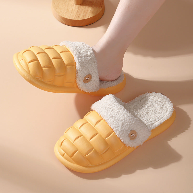 Plaid Slippers EVA Detachable Slippers Cozy Nonslip Warm Plush Shoes Winter House Shoes For Women