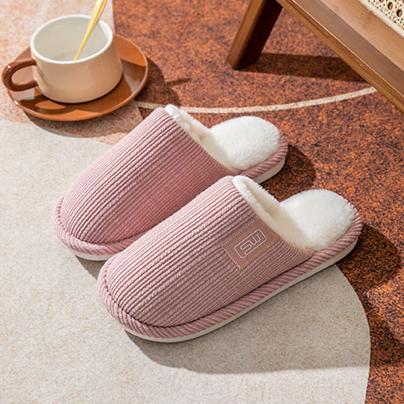 Fashion Indoor Home Slippers Non-slip Floor Shoes For Women Men Soft Bottom Velvet Fur Slides House Shoes Bedroom Slipper