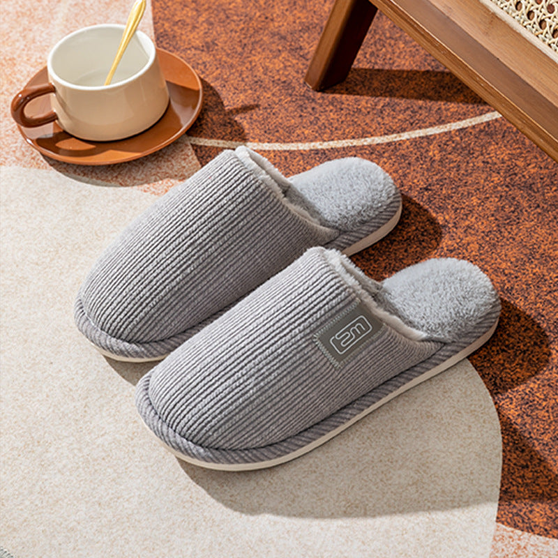 Fashion Indoor Home Slippers Non-slip Floor Shoes For Women Men Soft Bottom Velvet Fur Slides House Shoes Bedroom Slipper