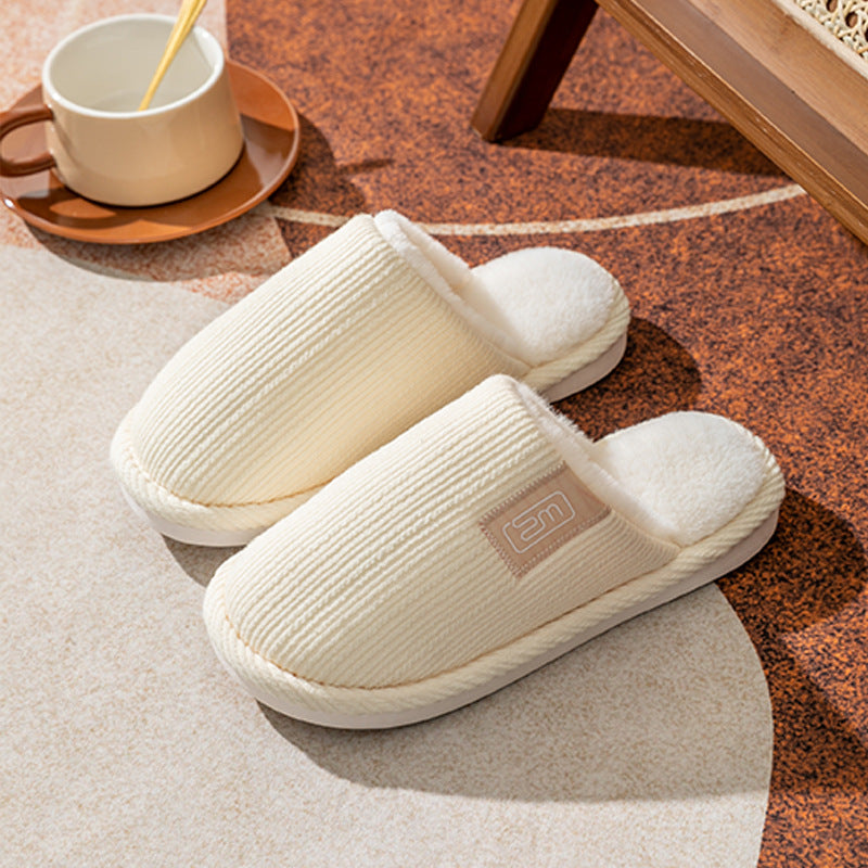Fashion Indoor Home Slippers Non-slip Floor Shoes For Women Men Soft Bottom Velvet Fur Slides House Shoes Bedroom Slipper