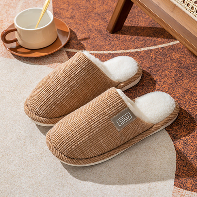Fashion Indoor Home Slippers Non-slip Floor Shoes For Women Men Soft Bottom Velvet Fur Slides House Shoes Bedroom Slipper