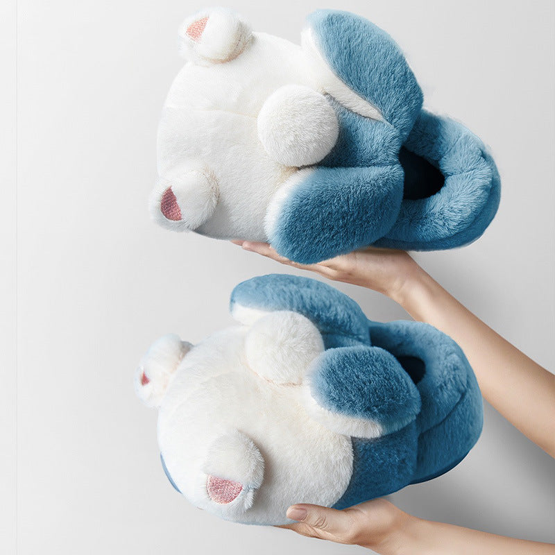 Women In Cotton Slippers With Wrapped Heels Are Cute In Winter