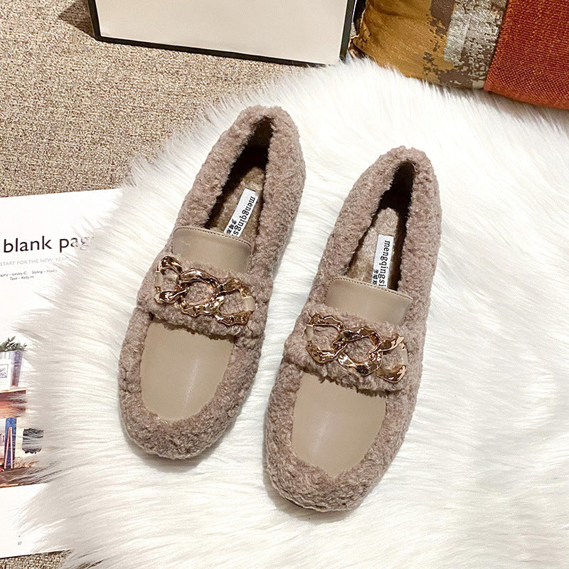 Women Winter Outer Wear Thick Soled Plus Velvet Slippers