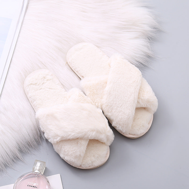 Slippers Women Indoor Plush Thick-soled Home Household Furry Non-slip Soft Bottom Summer