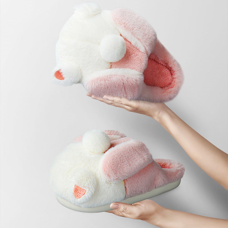Women In Cotton Slippers With Wrapped Heels Are Cute In Winter