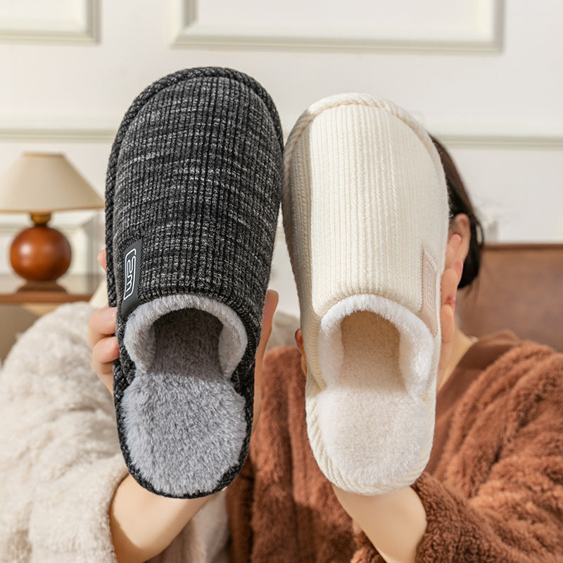 Fashion Indoor Home Slippers Non-slip Floor Shoes For Women Men Soft Bottom Velvet Fur Slides House Shoes Bedroom Slipper