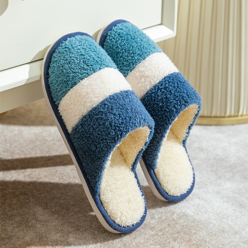 Plush Cotton Women Thick-soled Non-slip Couple Cotton Slippers