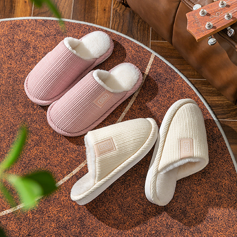 Fashion Indoor Home Slippers Non-slip Floor Shoes For Women Men Soft Bottom Velvet Fur Slides House Shoes Bedroom Slipper