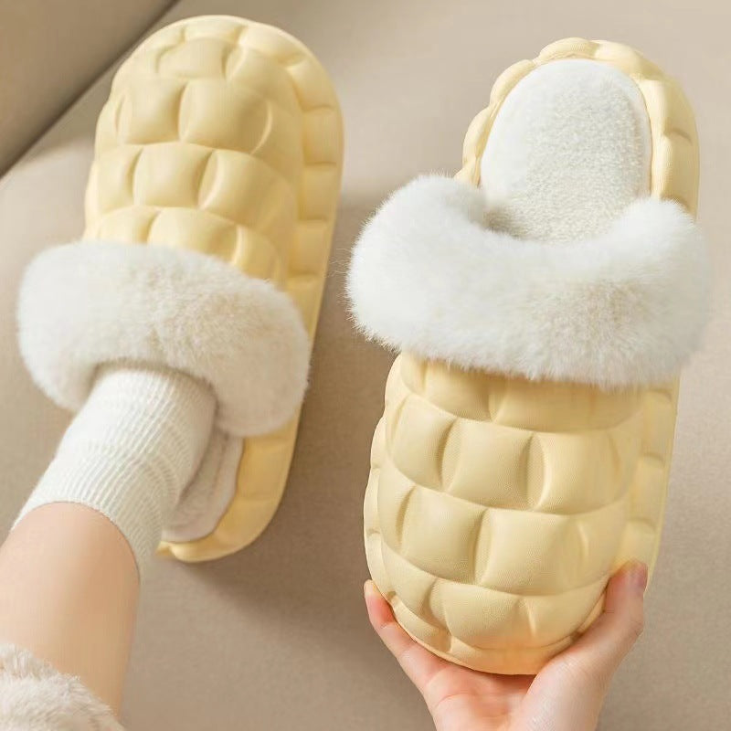 Fuzzy Slippers Women Winter Bedroom Indoor Shoes With Detachable Heel