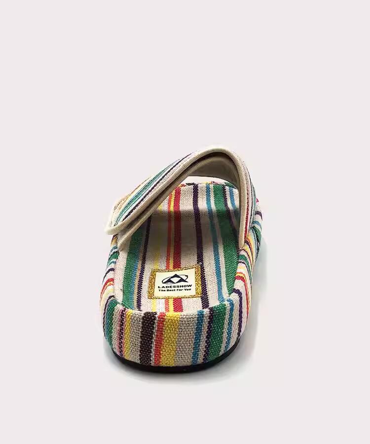 Paste Thick-soled Slippers Women 2023 Summer New Niche Design Rainbow Color Canvas Casual Outerwear Flip Flops