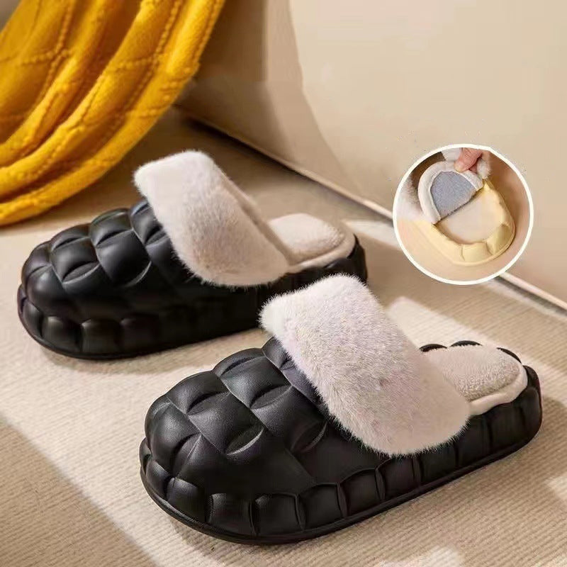 Fuzzy Slippers Women Winter Bedroom Indoor Shoes With Detachable Heel