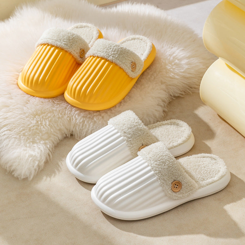 Detachable Slippers Stripe Design Winter House Shoes For Women