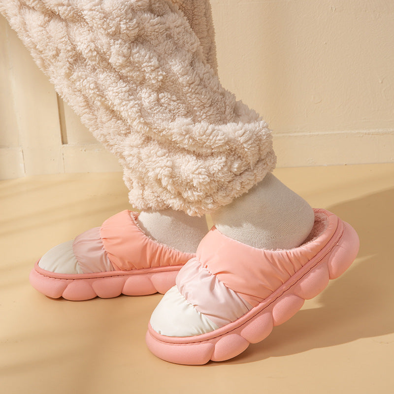 Gradient Slippers Plush Winter Shoes Women House Bedroom Slippers