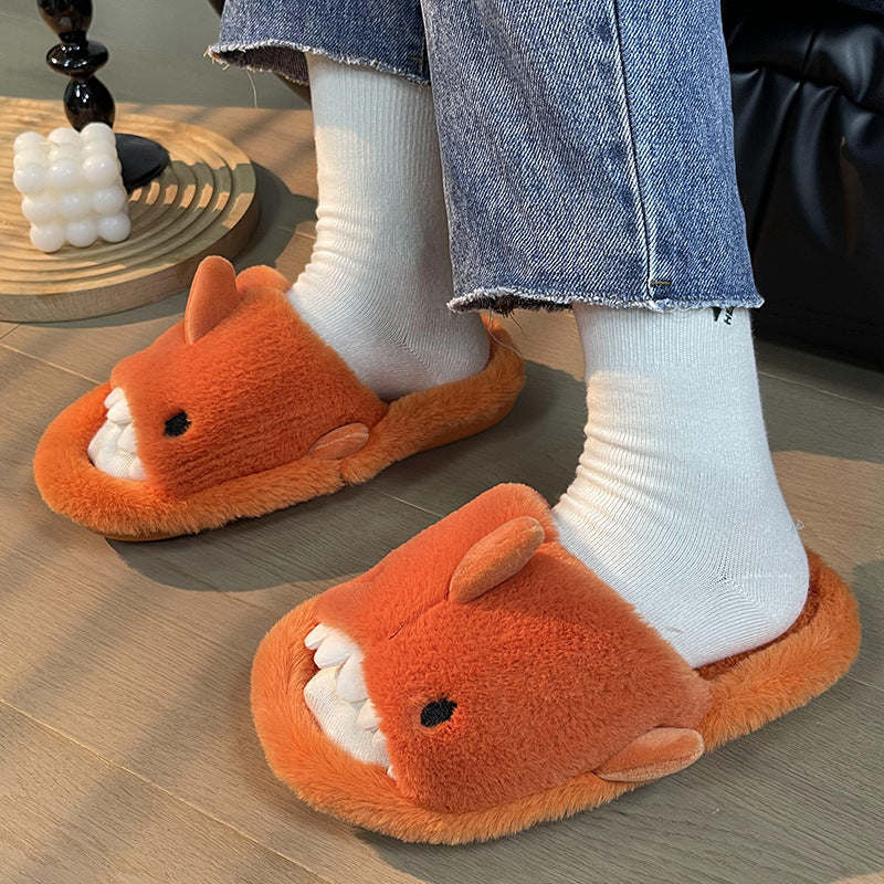 Shark Slippers Fluffy Slippers For Women Couple House Shoes Winter