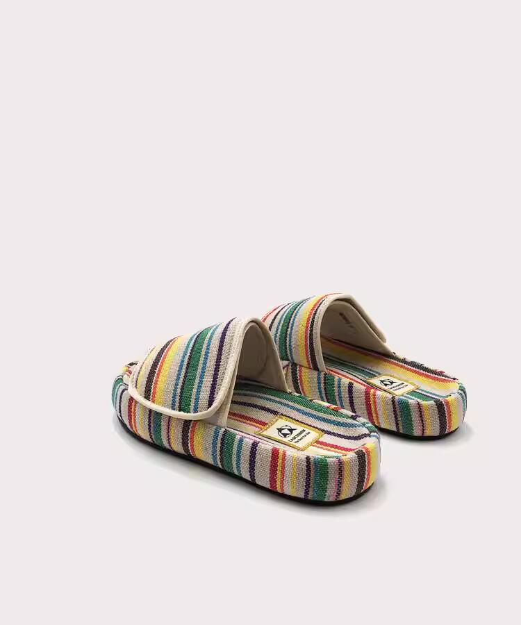 Paste Thick-soled Slippers Women 2023 Summer New Niche Design Rainbow Color Canvas Casual Outerwear Flip Flops