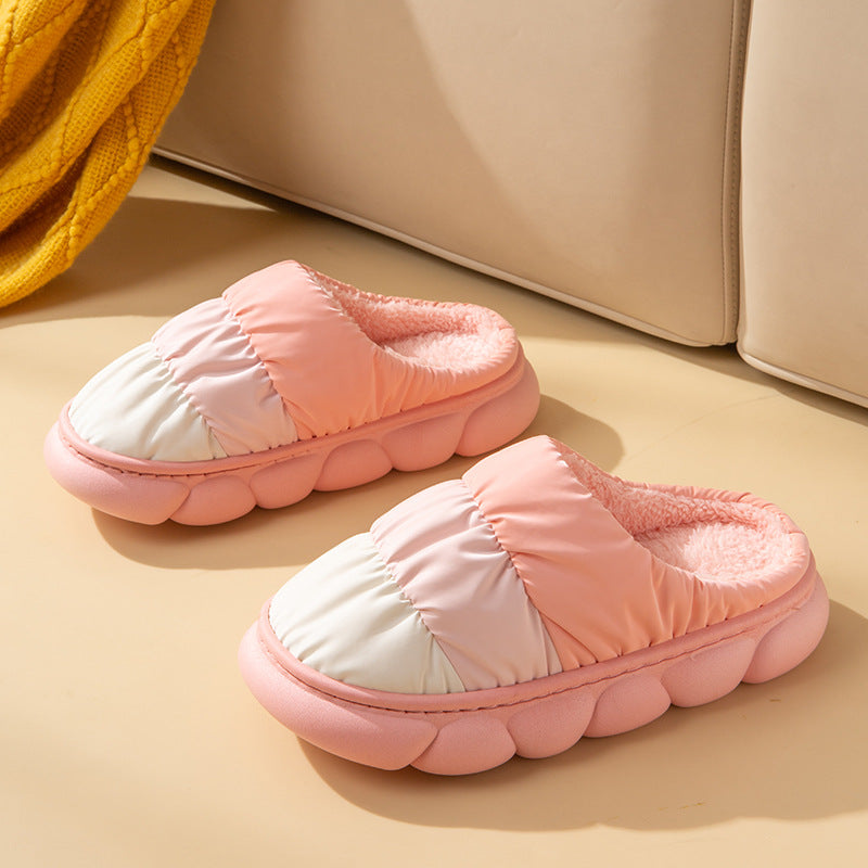 Gradient Slippers Plush Winter Shoes Women House Bedroom Slippers