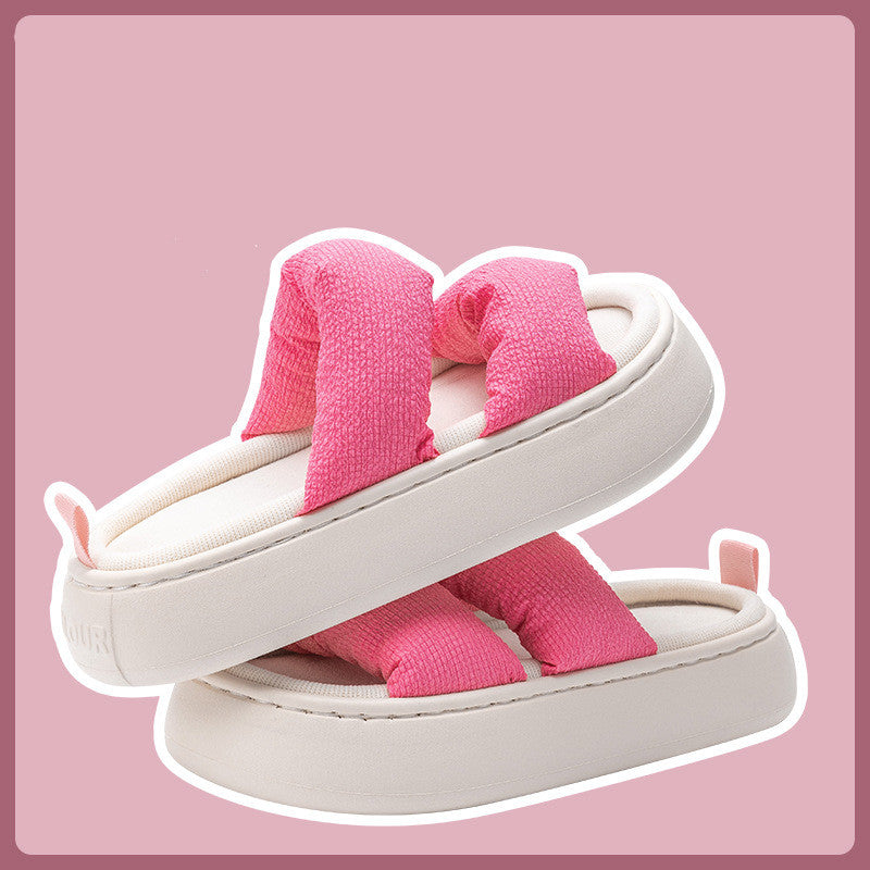 Linen Slippers For Women With Thick Soles Indoors